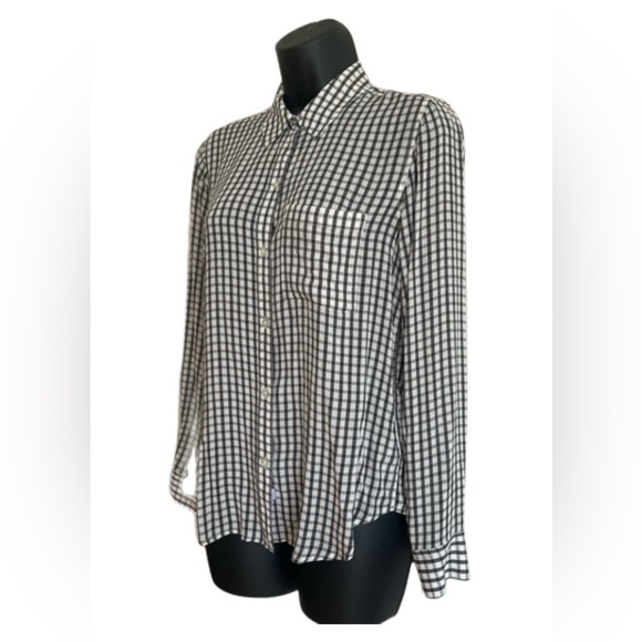 Rails Black and White Check Button-Front Blouse - Picture 3 of 7
